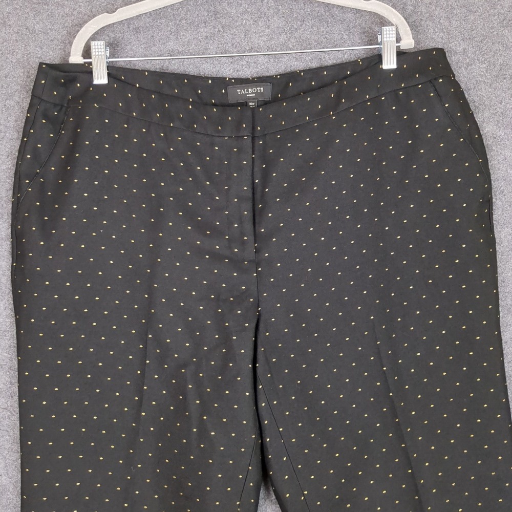 Talbots Woman Black Gold Polka Dot Embroidered Ankle Dress Pants Plus Size 16W - Picture 5 of 14
